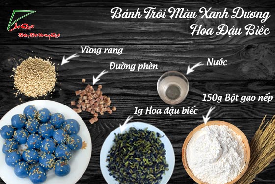 hoa đậu biếc khô làm bánh trôi