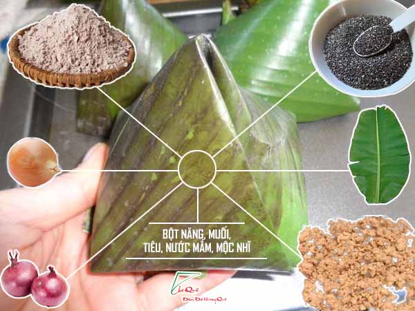 công thức bánh giò bột gạo lứt + hạt chia