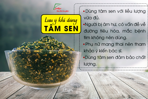 một số lưu ý khi sử dụng tâm sen khô