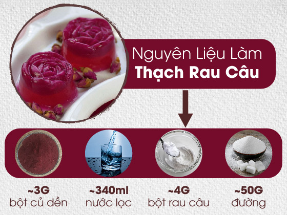 Cách làm thạch rau câu màu hồng bắt mắt từ bột củ dền nguyên chất